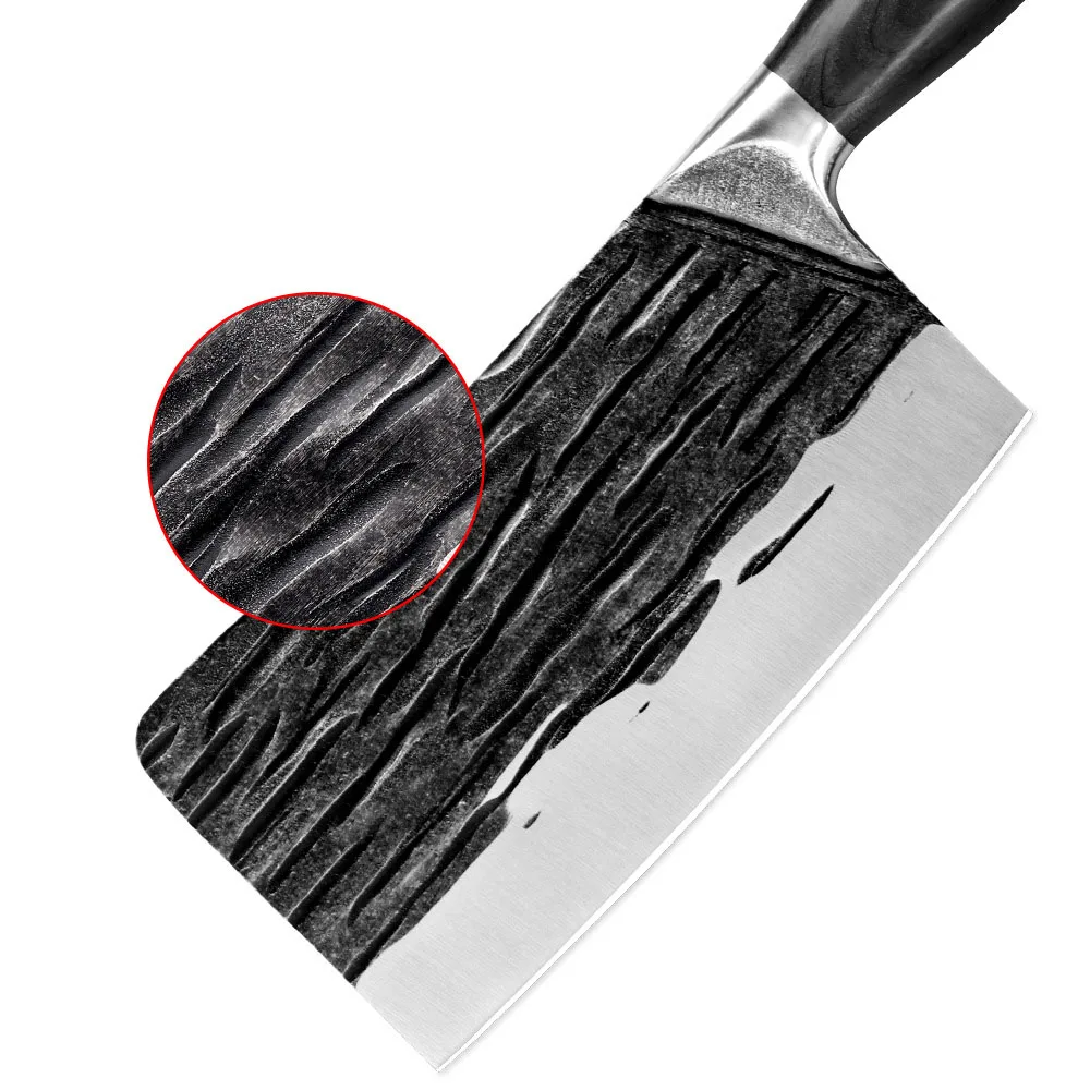 

Hot Kitchen Knives Set 5Cr15MoV Stainless Steel Hand Forged Long Lasting Sharpness Chopper Cleaver Slicing With Ebony Handle