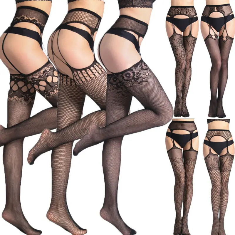 Цветочный узор модные кружевные женские чулки подтяжка искушение подвязка