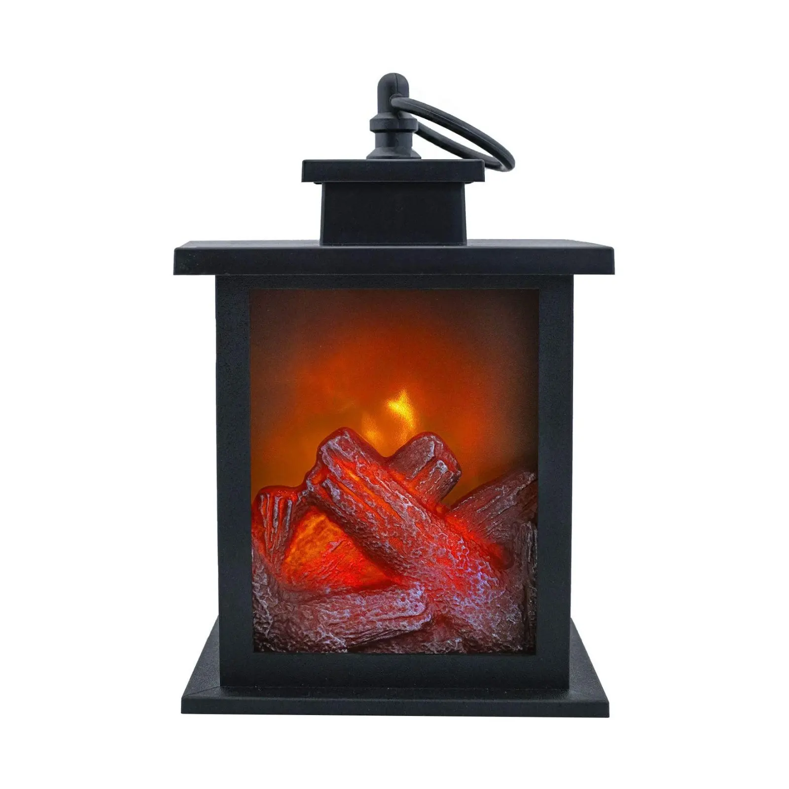 

Fireplace Halloween Lantern Portable Battery-Operated Lantern with Integrated Carry and Hanging Handle