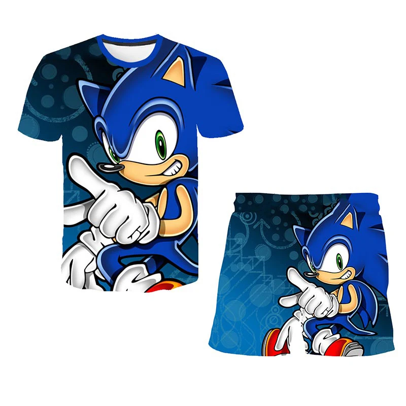 

Summer Sonic 3d Print Suits Toddler Girls Sets Top+shorts 2pcs Sets Sports Suit Baby Children Clothing Sets Boys ClothesT Shirt