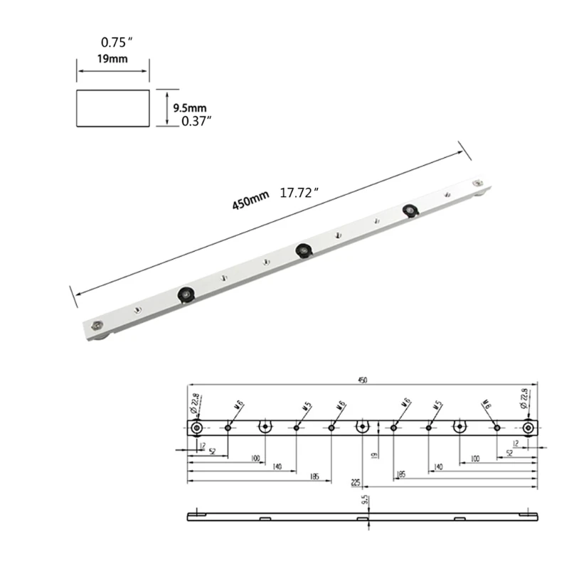 

Aluminium alloy T-tracks Slot Miter Track Miter Bar SliderTable Saw Miter Gauge Rod Woodworking Tools DIY 300MM/450MM