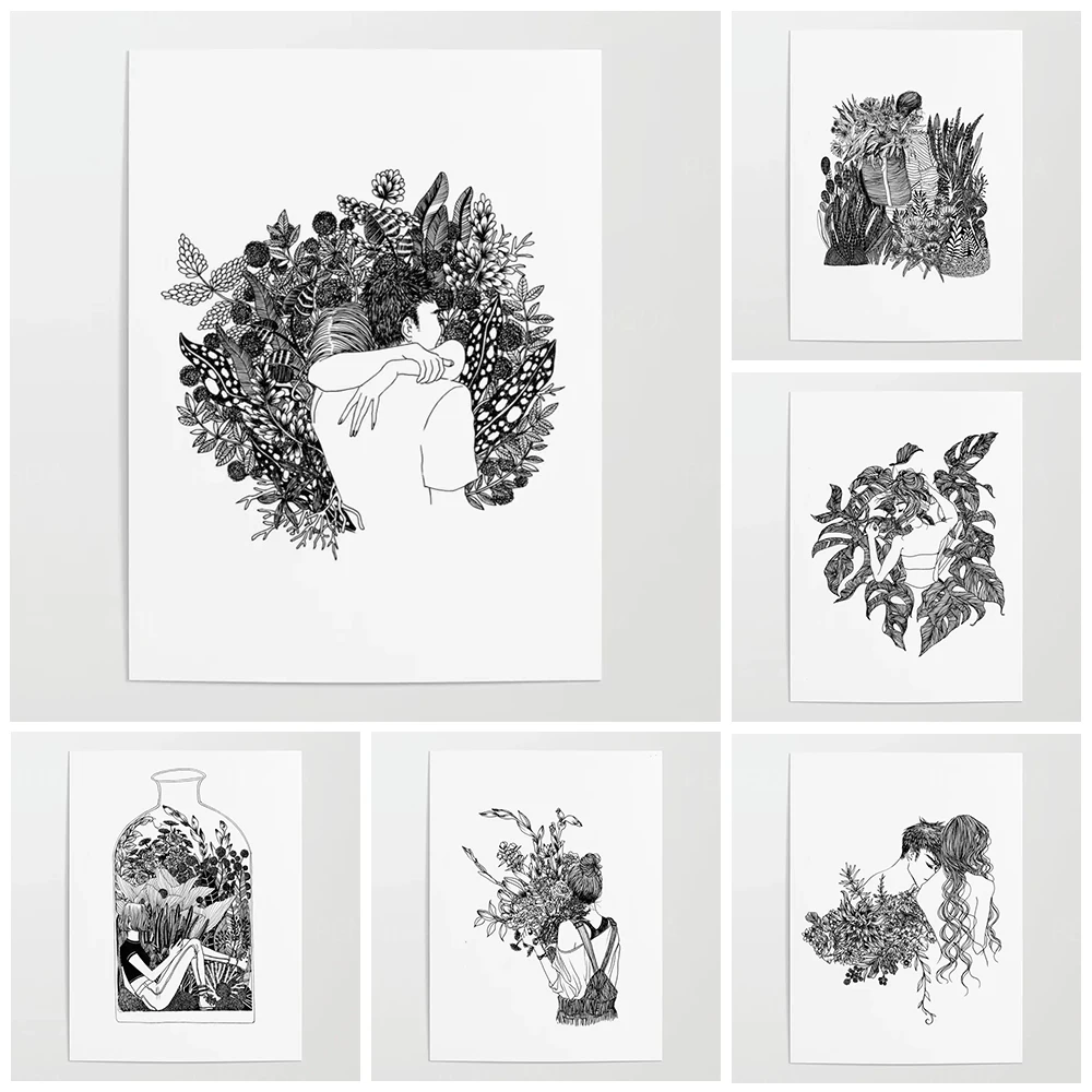 

Prints Painting Pictures Spring Love Wall Art Home Decoration Modular Canvas Leaf Poster Modern For Bedside Background No Frame