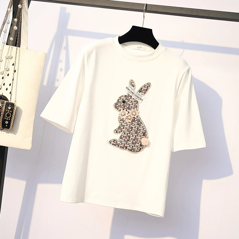 Женская одежда больших размеров 2019 хлопковые футболки с рисунком мультяшного