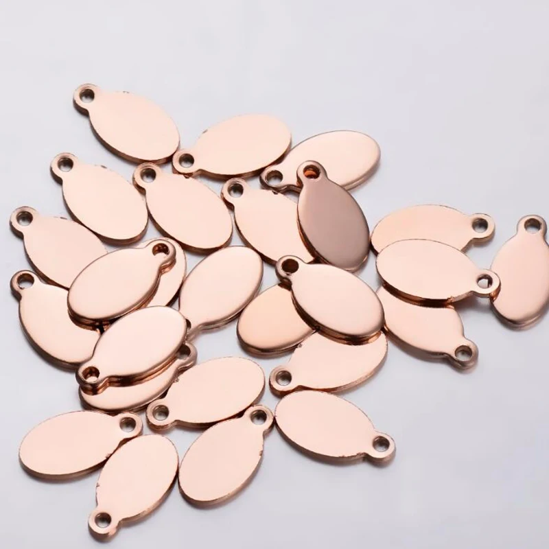 Пустые овальные штампы из нержавеющей стали серебристые/золотистые/розовые для