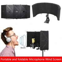 microphone wind screen adjustable angle broadcast studio foldable noise reduction sound absorbing shield recording accessories