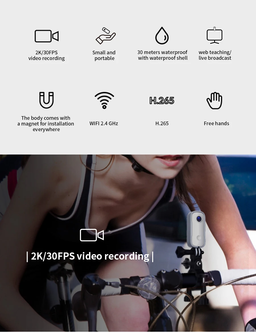 SJCAM C100 / PLUS Action Camera C100+ Thumb 2K 30FPS 1080P H.265 12MP 2.4GHz WiFi 30M Waterproof C100PLUS Webcam | Электроника