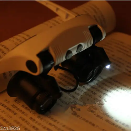 Бинокулярная Лупа со светодиодной подсветкой увеличительное стекло для часов