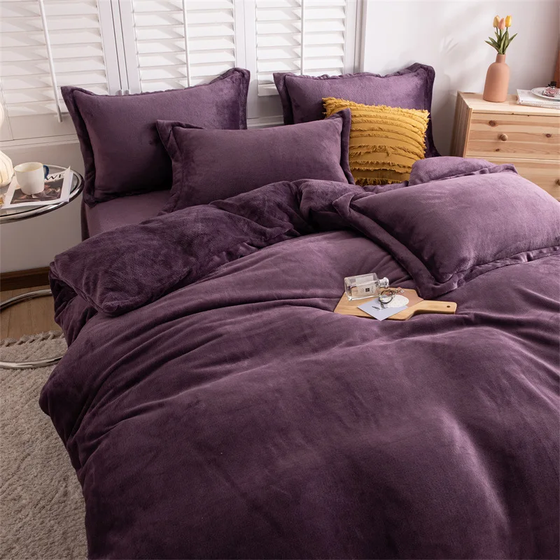 

Winter New Solid Color Flannel Quilt Cover Thick Keep Warm Skin-Friendly Soft Bedding Multi-Size Home Textile Products