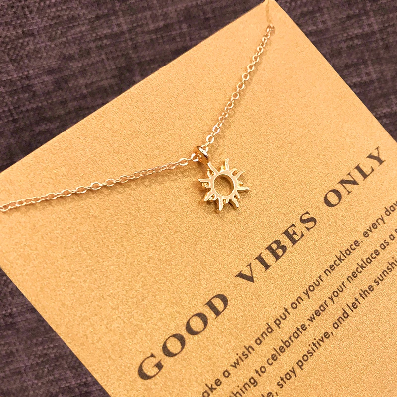 Женское колье с подвеской Good Vibes из сплава золотым розовым покрытием ожерелье