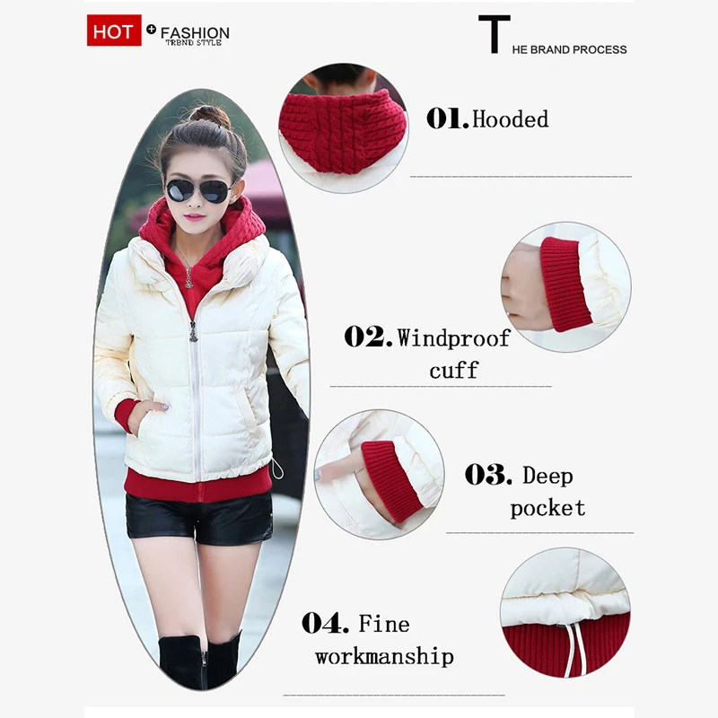 Стеганая куртка зимние парки для женщин Теплая стеганая женские хлопковые