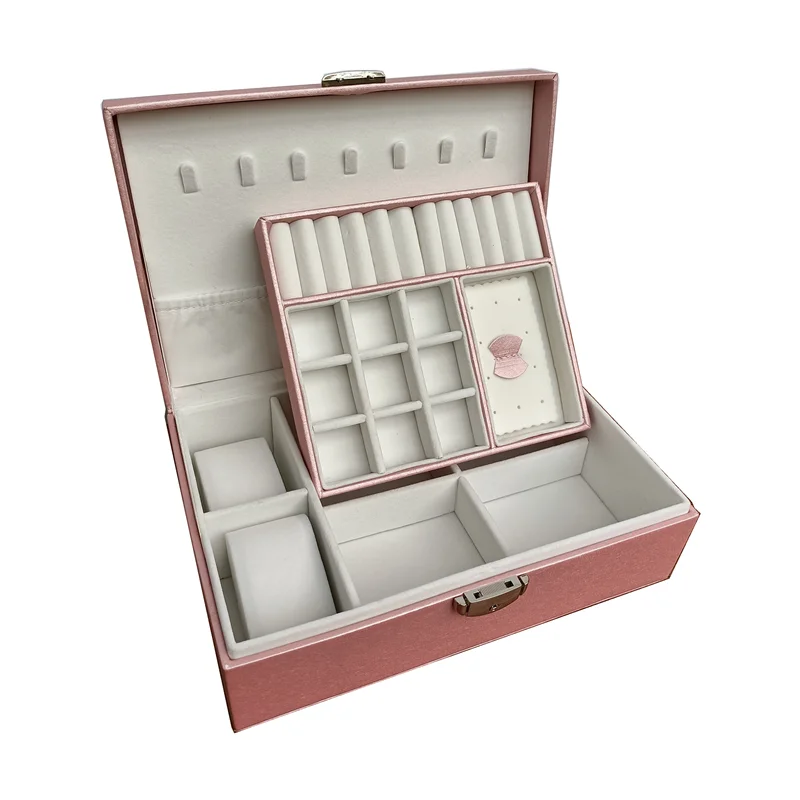 2022 New Fashion Double-Layer Leather Jewelry Box High Quality Pu Hot Selling