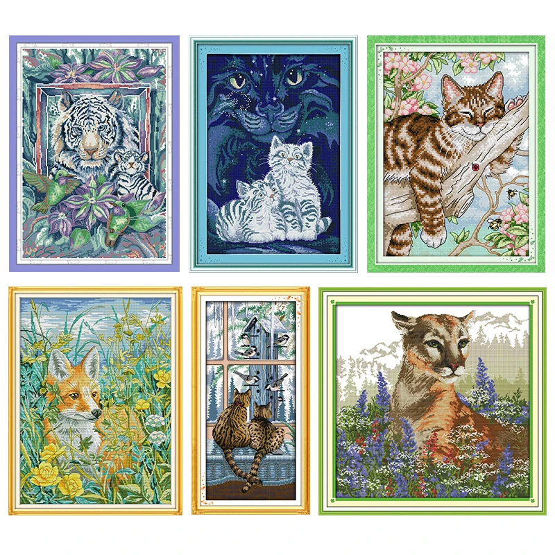 Вышивка крестом вышивальные наборы для рукоделия животных с цветами