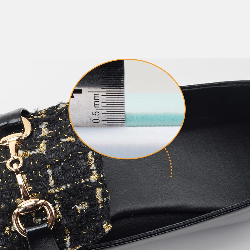 Fashion Women's Shoes Spring British Style Low-Heeled Ioafers Comfortable Female Single Moccasins Gold Metal Chain Flat Shoes