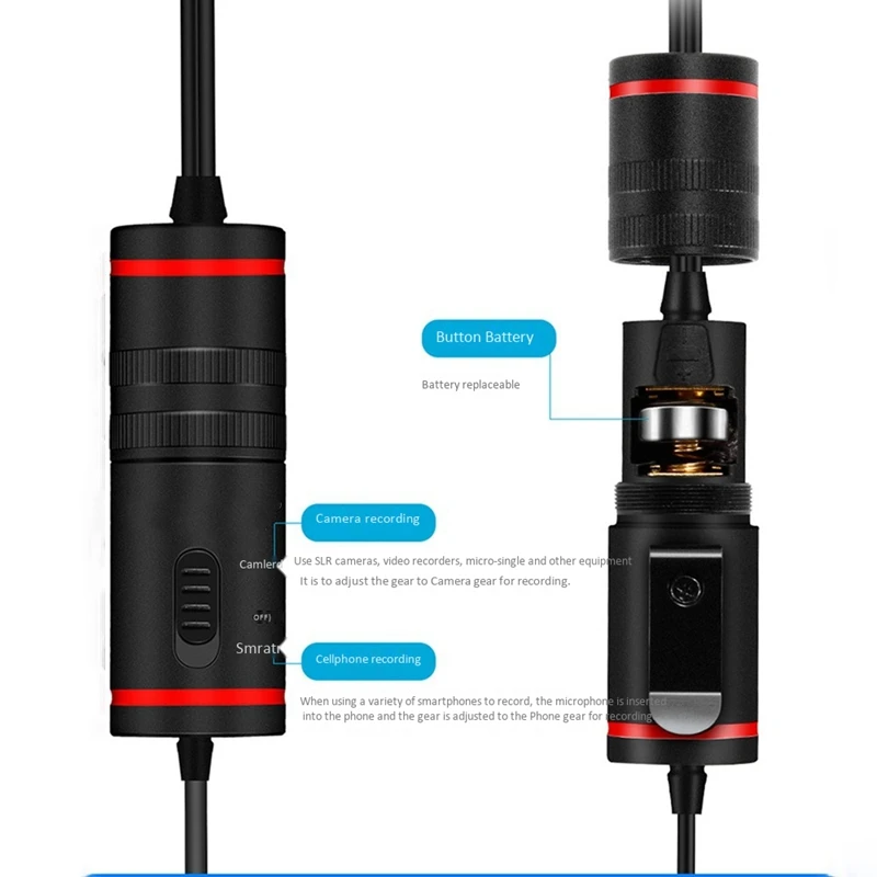 Профессиональная петличный микрофон камера Микрофон двойная головка микрофона