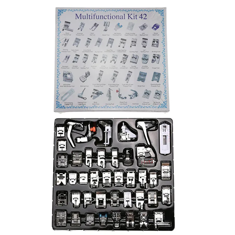 42pcs Профессиональный 42 шт бытовой швейной машины лапка лапки набор 5C7YJ30 - Цвет: 42pcs