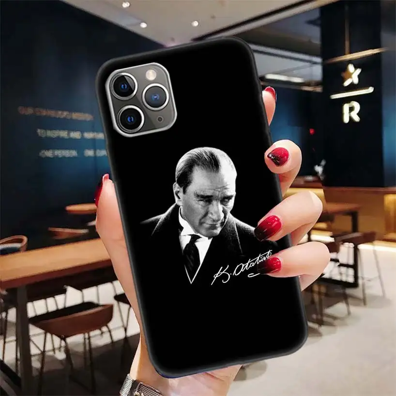 

Turkey Mustafa Kemal Ataturk Black Case for Apple iPhone 11 Pro XR 7 8 6 6S Plus X XS MAX 5 5S SE Soft TPU Silicone Phone Cover