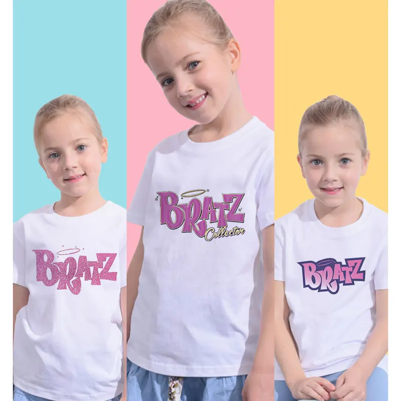 2021 Новая летняя футболка Bratz с надписью повседневный белый топ для девочек модная