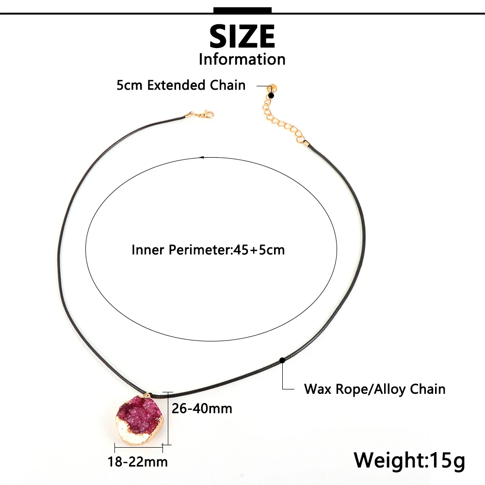 

Irregular Natural Quartz Crystal Pendant Necklace For Women 2020 Fashion BOHO Jewelry Gift