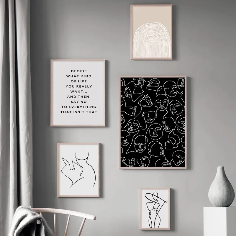 Скандинавская девушка рисунок лица тела абстрактная настенная живопись на