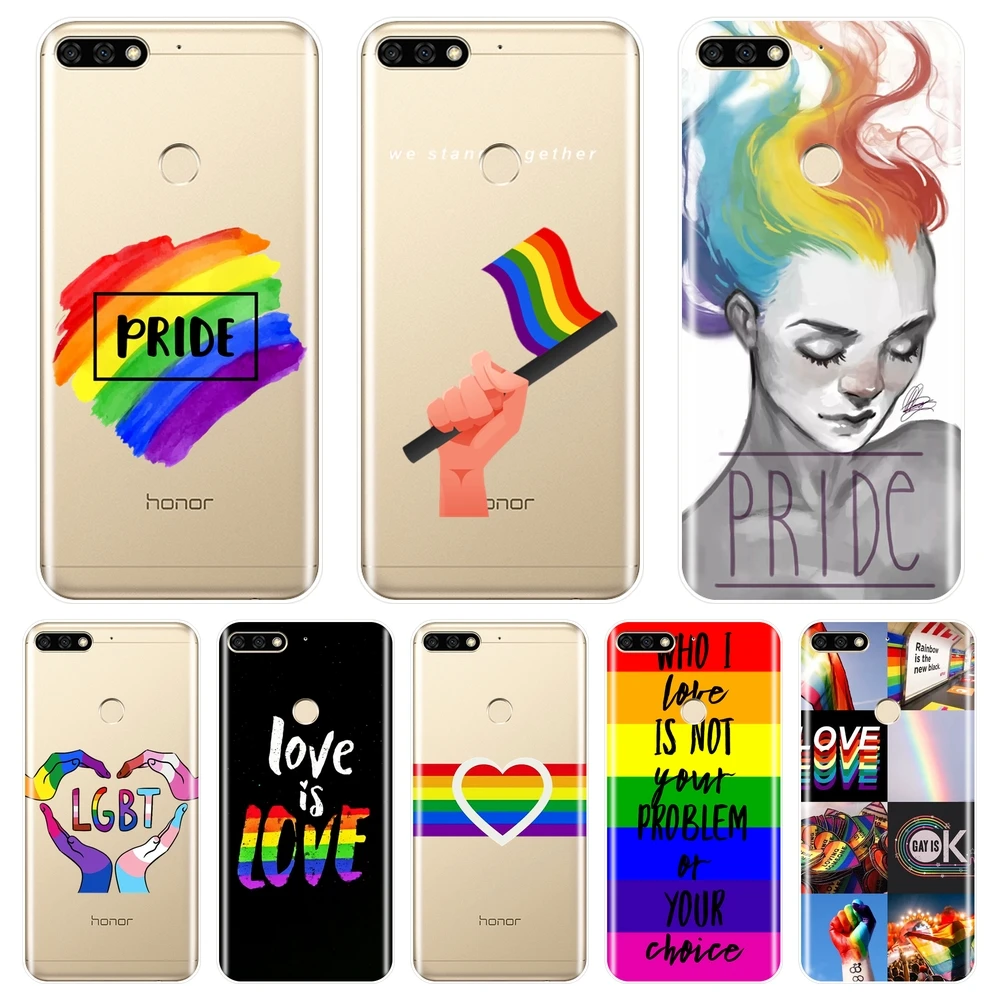 Для Huawei Honor 7 8 9 10 Lite 7S 7X 7A 7C Pro Чехол для телефона силиконовый LGBT гей сердце мягкая