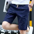 Летние мужские повседневные однотонные спортивные короткие штаны, хлопковые пляжные шорты с принтом в виде рыбьей кости и карманами, пятые штаны