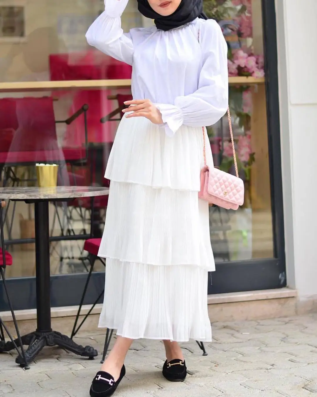 Женская многослойная юбка с высокой эластичной талией длинная макси в арабском и