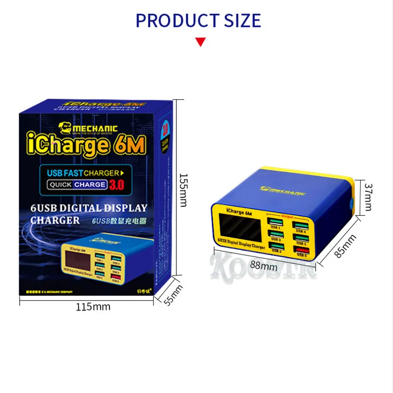 mechanic icharge 6m qc 3 0 usb smart charge support fastcharging with lcd display for iphone huawei xiaomi samsung oppo vivo free global shipping