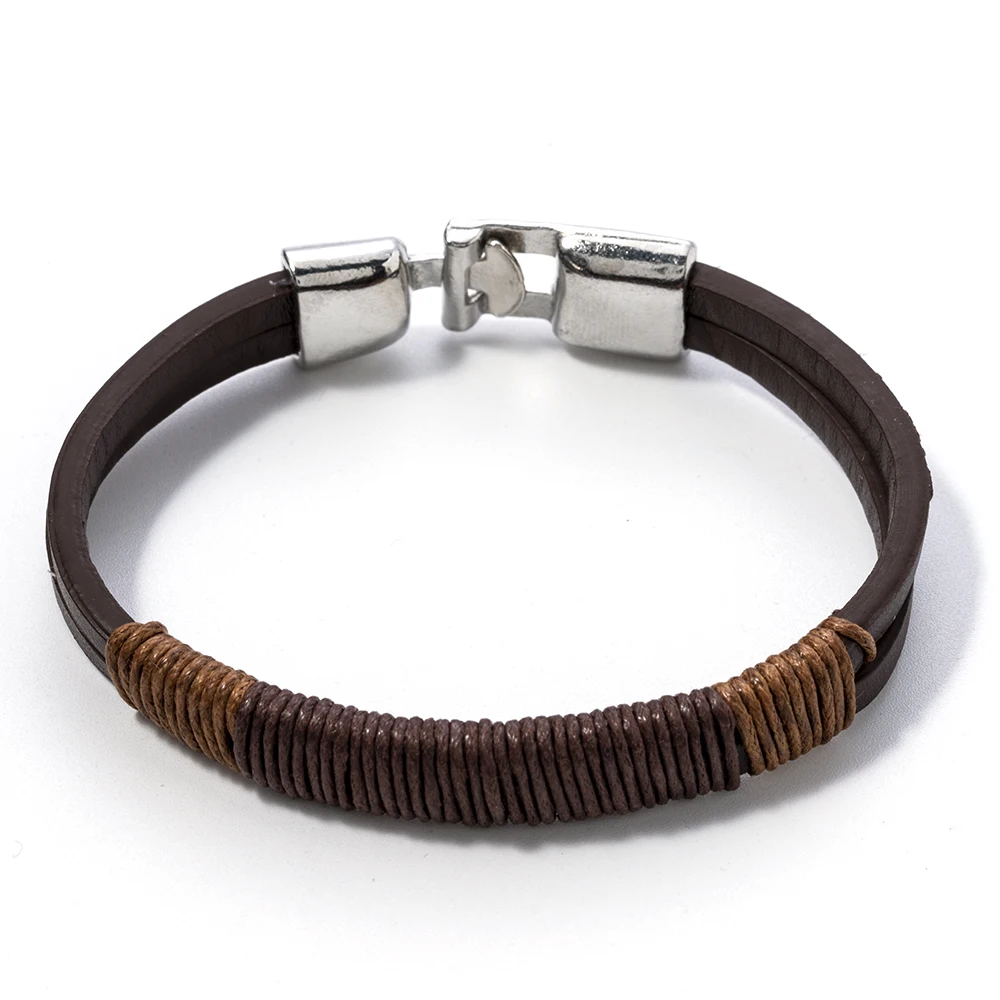 

Vintage Surfer Mens Vintage Hemp Wrap Leather Wristband Bracelet Cuff Black Brown Bracelet Jewerly Boho