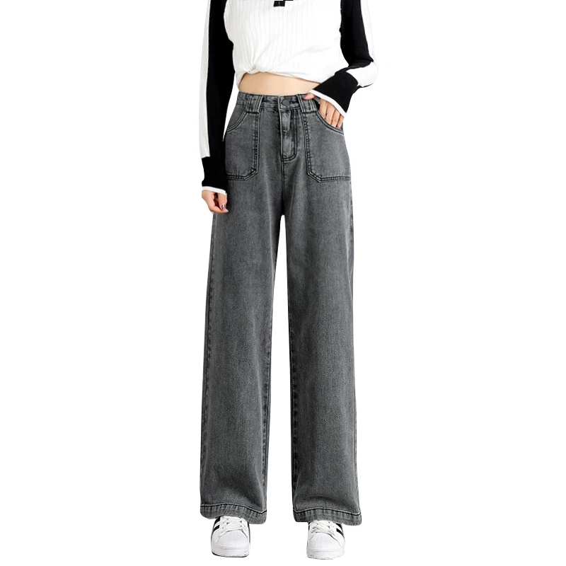 Женские джинсы с широкими штанинами винтажные Свободные повседневные брюки из