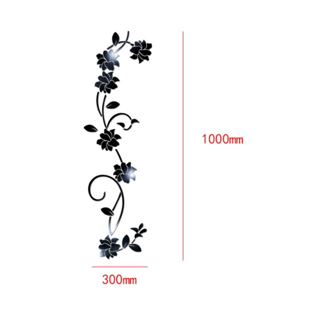 

Flower Rattan Acrylic 3D Crystal Mirror Wall Sticker Home Porch Background Wall Sticker (Golden)