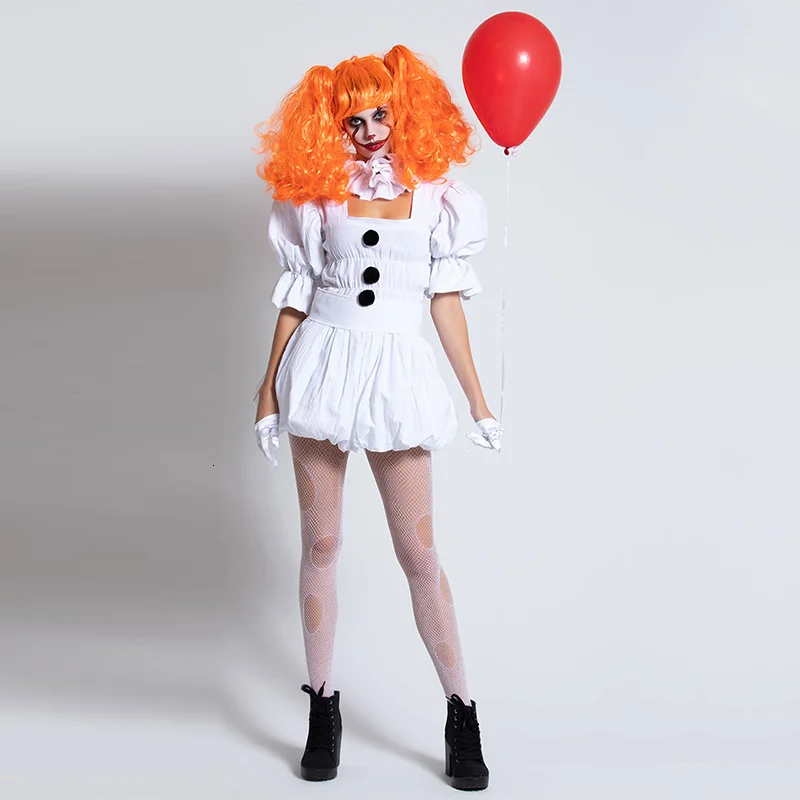 

VASHEJIANG White Stephen King's It Cosplay Costume Adult Pennywise Costume women Sexy Clown Costume for halloween Outfit Suit