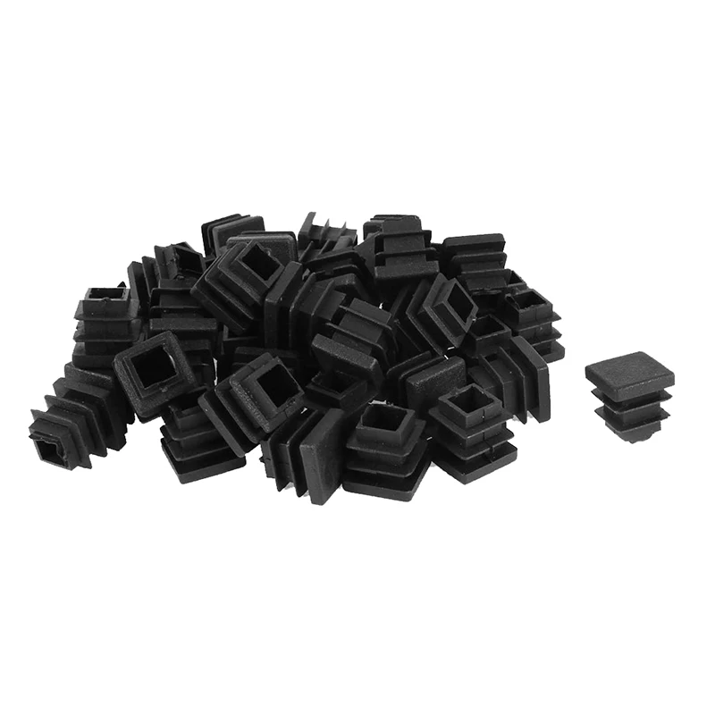 

50 Pcs Plastic Blanking End Cap Square Tube Insert 16mmx16mm Black