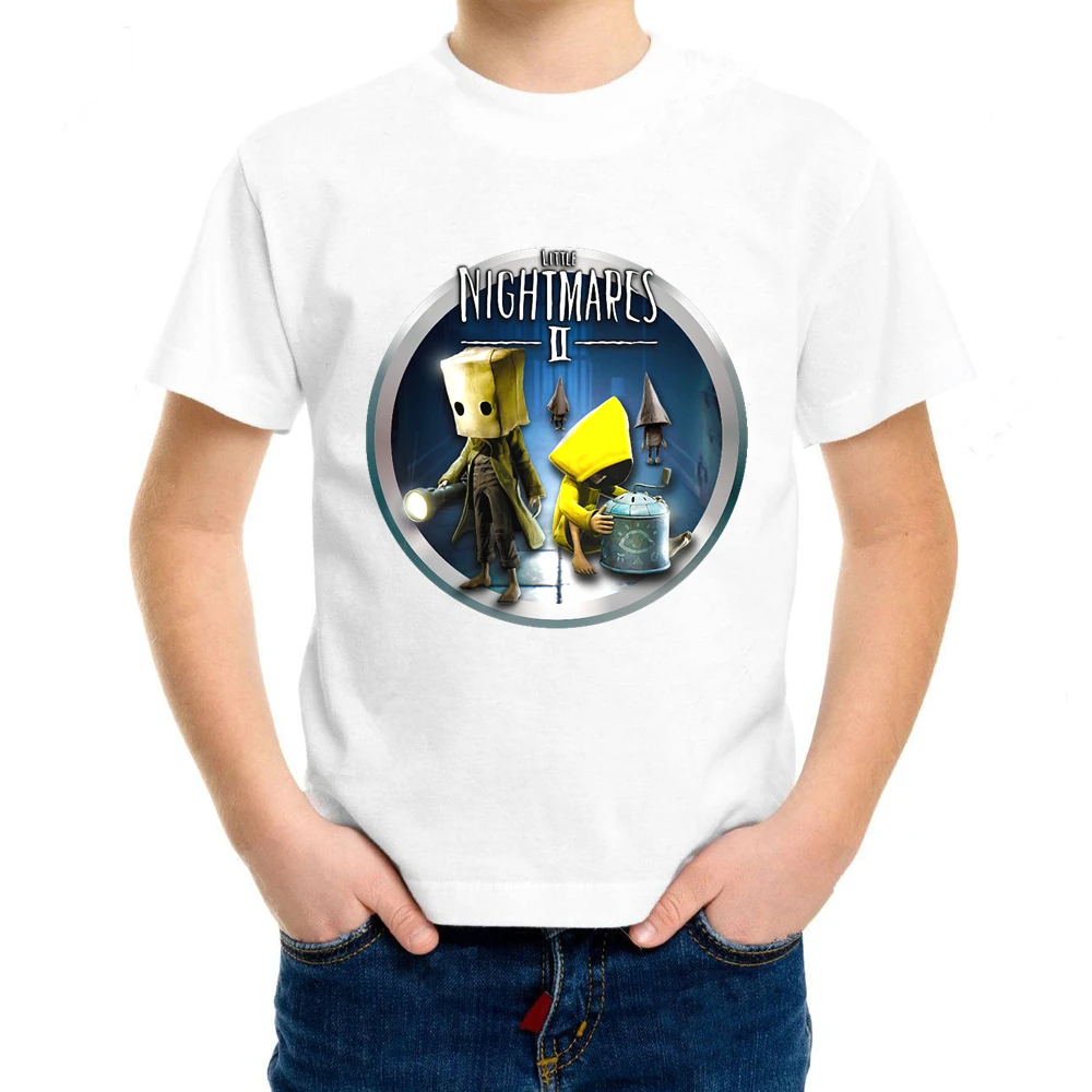 

Хлопковая рубашка для мальчиков и девочек, модная и Повседневная Блузка с коротким рукавом и принтом «маленький ночные кошмары», одежда для...