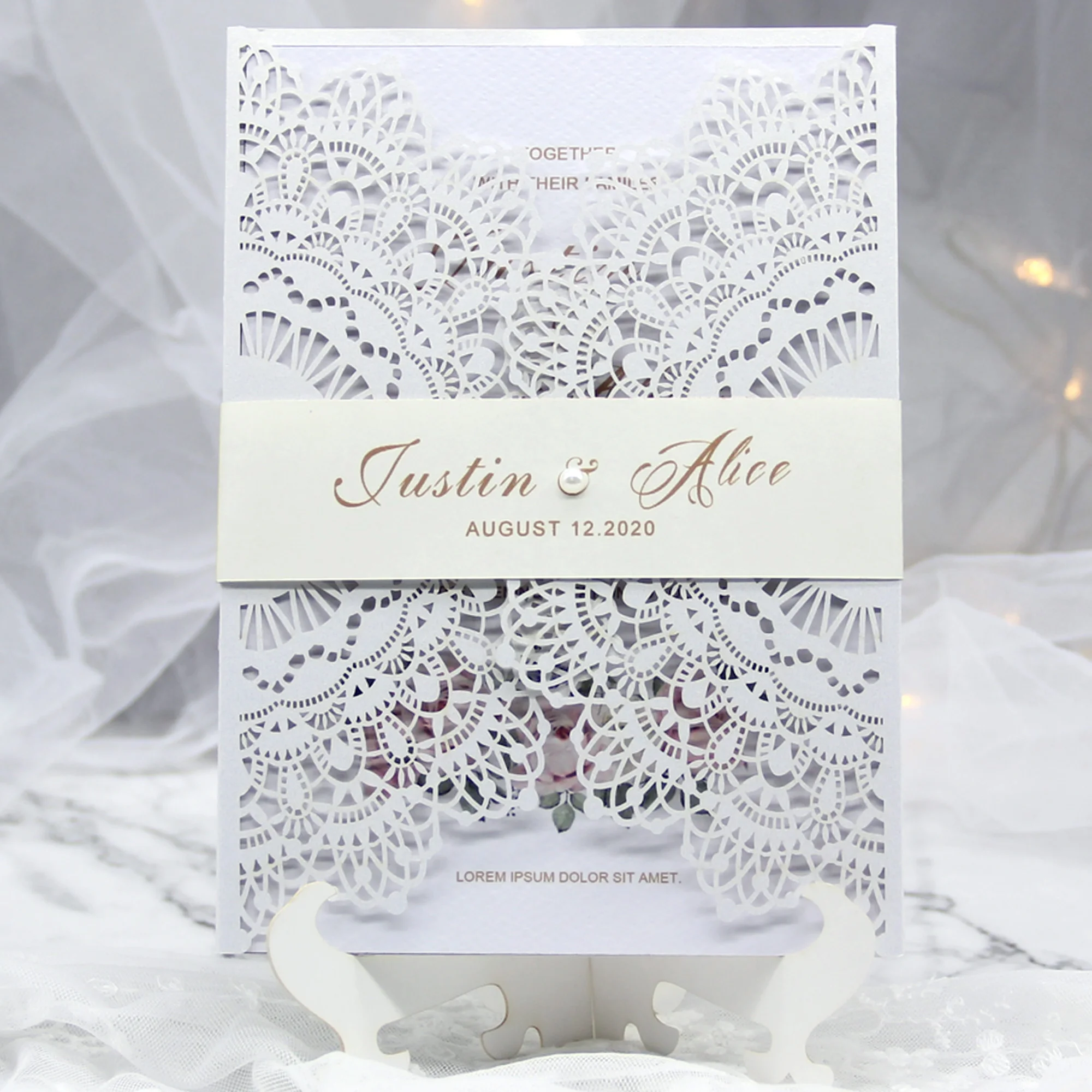 20 шт./лот белые элегантные приглашения лазерная резка свадебные вечерние