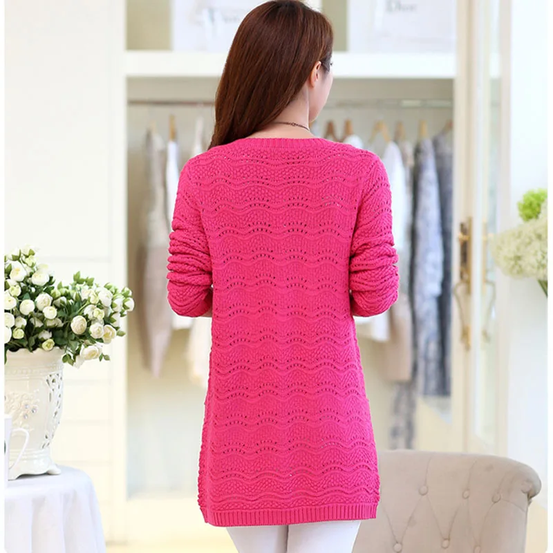Women SweaterThin Knited Cardigan Sweater 2020 New Spring Tops Coat Medium long Hollow out OK057 |