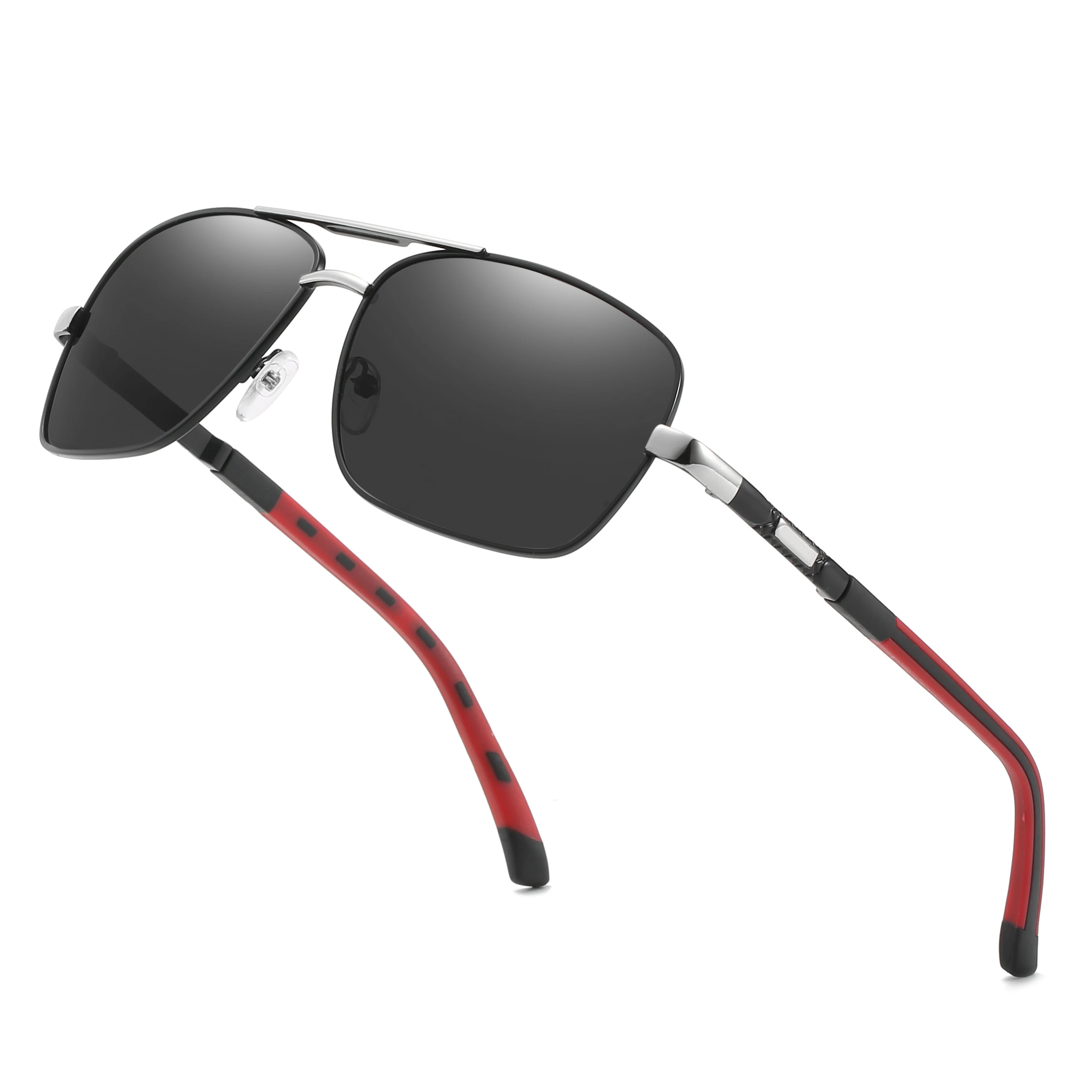 Мужские поляризационные солнцезащитные очки с квадратной металлической оправой