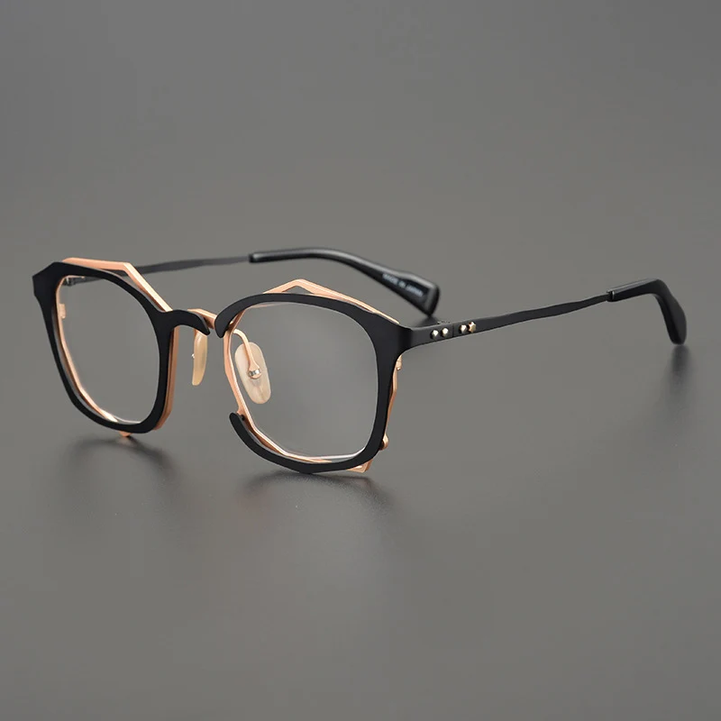 

New Fashion High quality Eyewear Myopia Eye Glasses Women Men Irregular Double color For Party Eyeglasses Prescription