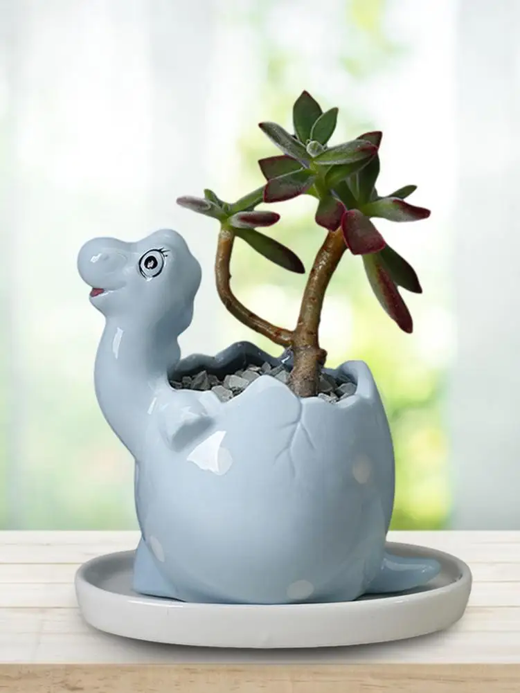 

Ceramic Flowerpot Dinosaur Flower Pot Planter With Drainage Hole Plant Flowerpot Home Bonsai Decoration Crafts For Home Decor