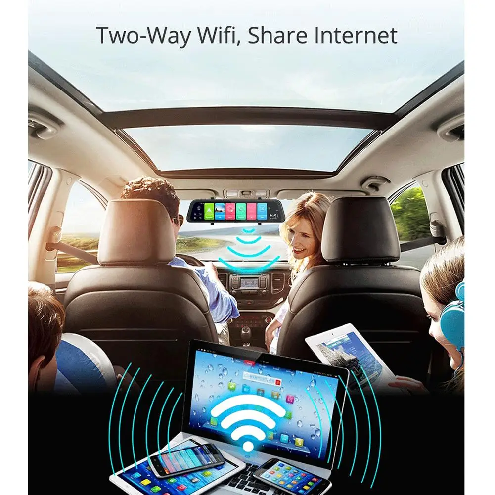 4G Android 8 1 9 66 дюймов видеорегистратор ADAS Wi-Fi Двойная Запись видео 1080P объектив RAM2G