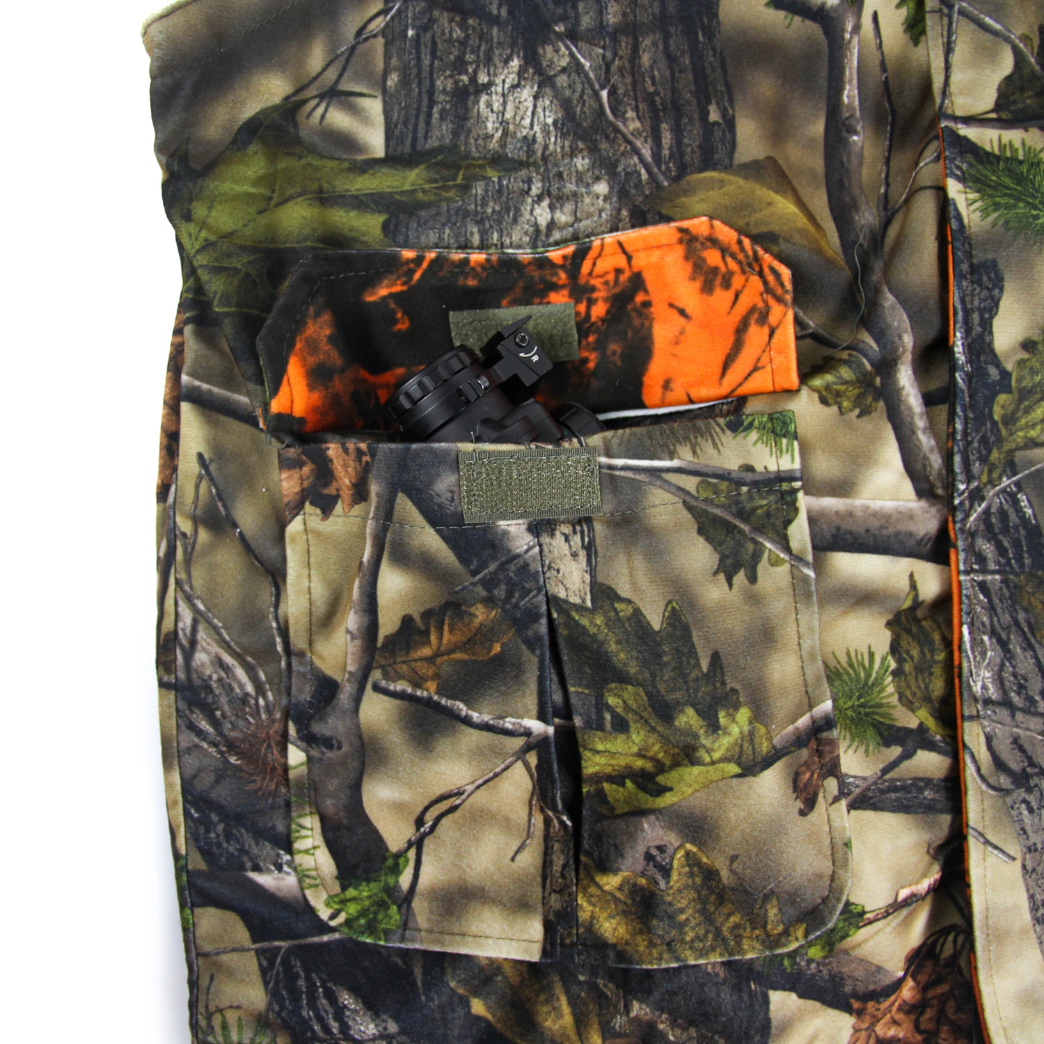 

GUGULUZA Outdoor Hunting Vest Zip Camo+Orange Safety Waistcoat Sneaky Leaf Woodland