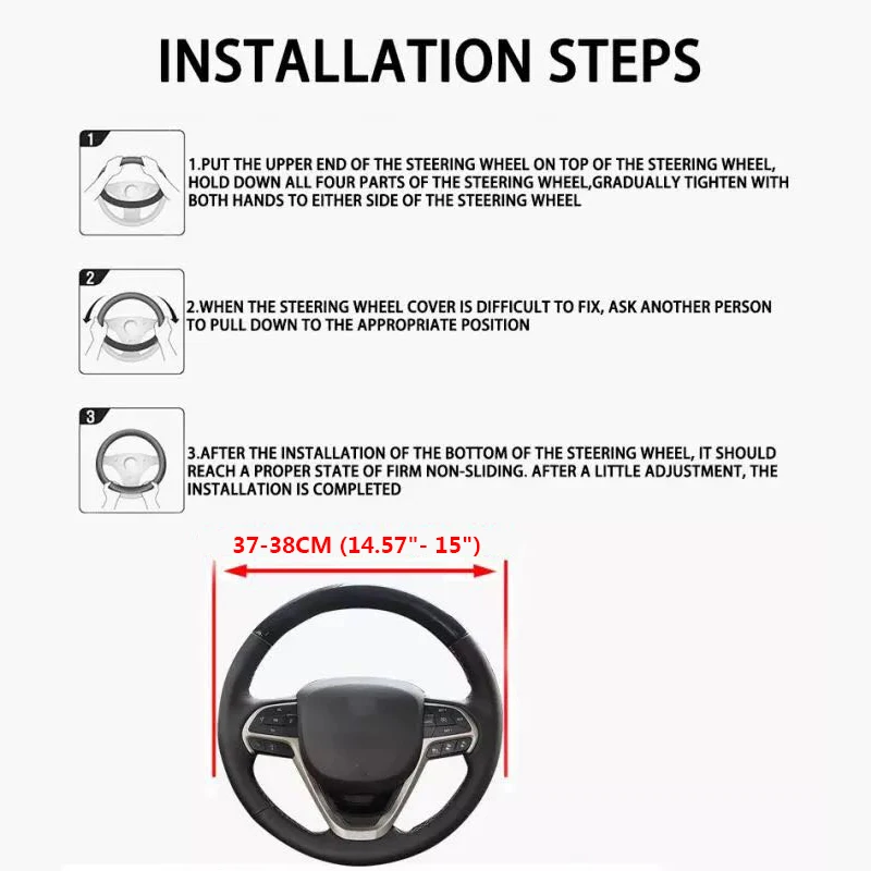 

Car Steering Wheel Cover 38 CM Alcantara Universal Leather Steering Wheel Cover Is Suitable For 99% Car Interior Parts