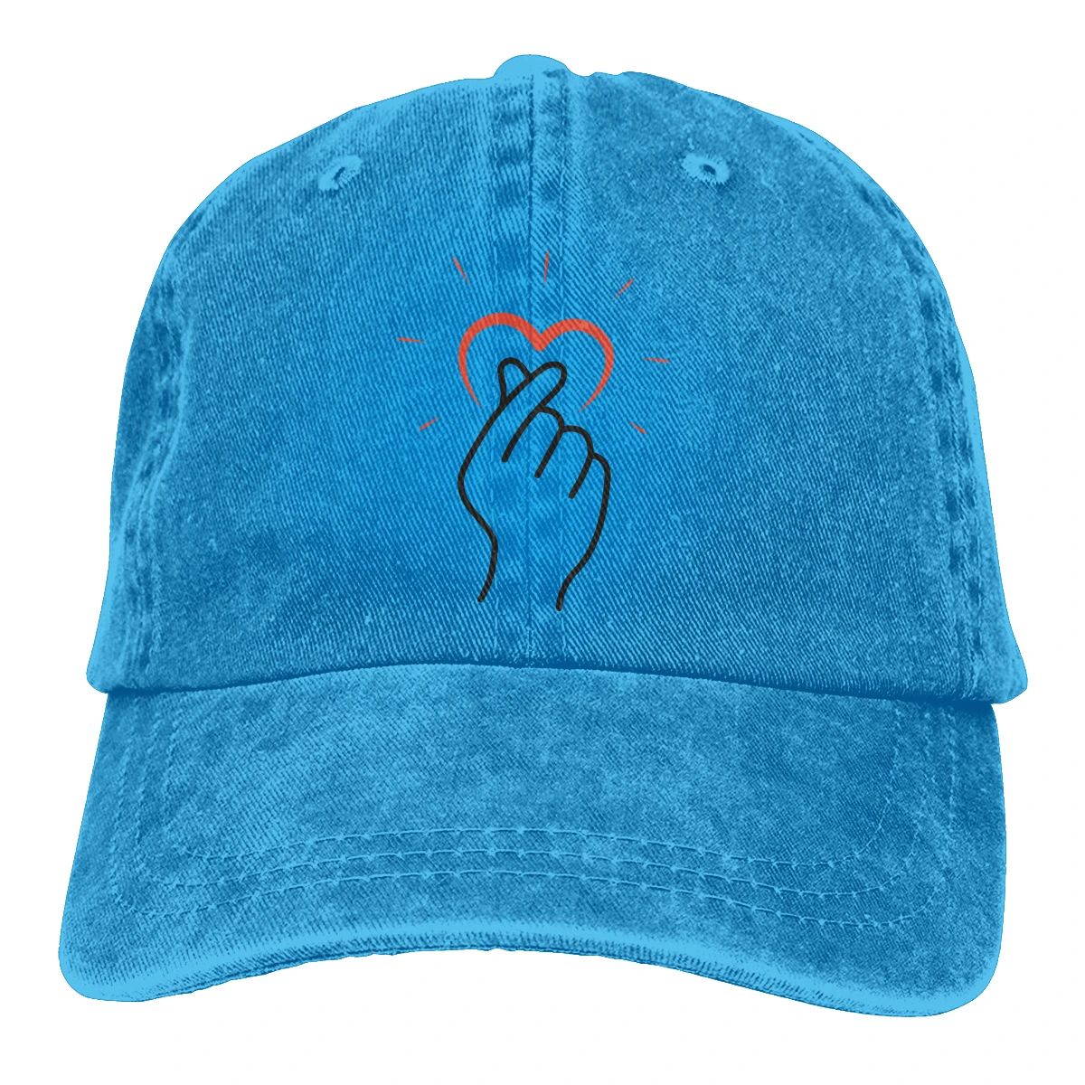

Korean Symbol Hand Heart Peaked T men woman Retro Washed Cowboy hat Vintage