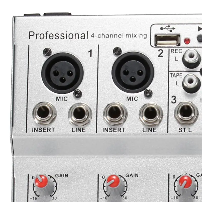 LEORY Профессиональный 4 канала Live DJ аудио микшер bluetooth звук микшерный пульт с USB MP3 Разъем для караоке KTV музыкальное шоу
