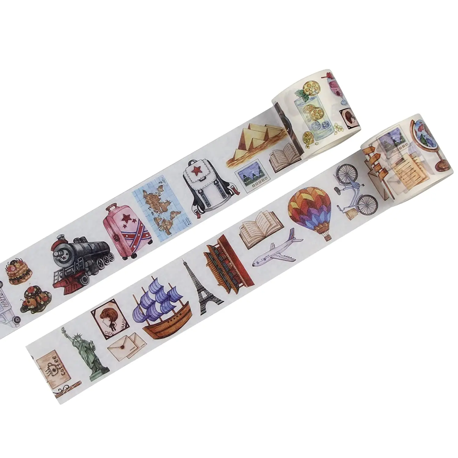 

Vintage Travel Washi Tape Set 2 Rolls 4cm Retro Travelling Tourism Masking Tape for Planner Bullet Journal Scrapbooking