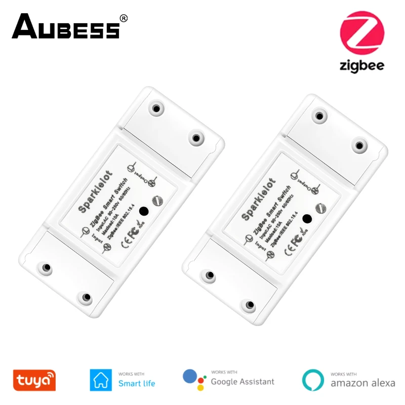 

Универсальный таймер выключателя AUBESS, 10 А, умный светильник ель ZigBee3.0, Moudle APP, беспроводной пульт дистанционного управления, работает с Alexa ...