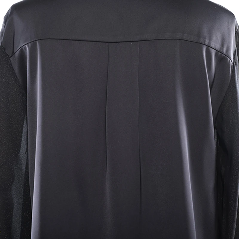 

[EAM] Women Black Big Size Embroidery Blouse New Lapel Long Sleeve Loose Fit Shirt Fashion Tide Spring Autumn 2021 1DD6424