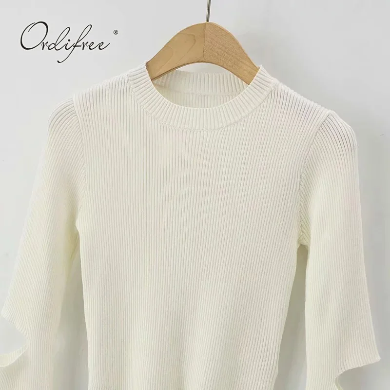 Ordifree 2020 осенне-зимние женские свитера и пуловеры трикотажные топы с длинным