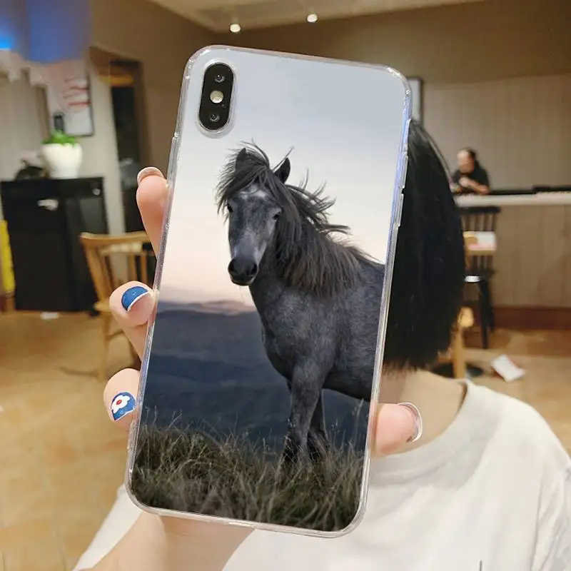

Steed Horse running animal Phone Case Transparent for iPhone 6 7 8 11 12 s mini pro X XS XR MAX Plus
