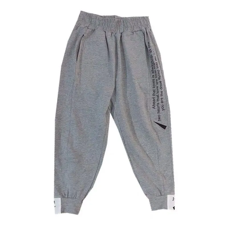 

Boys Spring Autumn Sport Trousers Children Cotton Stylish Letter Print Elastane Loose Pants Kids Cozy Casual Clothing 110-160cm