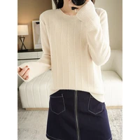 100 pure australian woolen sweater womens round neck pullover new long sleeved close fitting light loose knit bottoming shirt